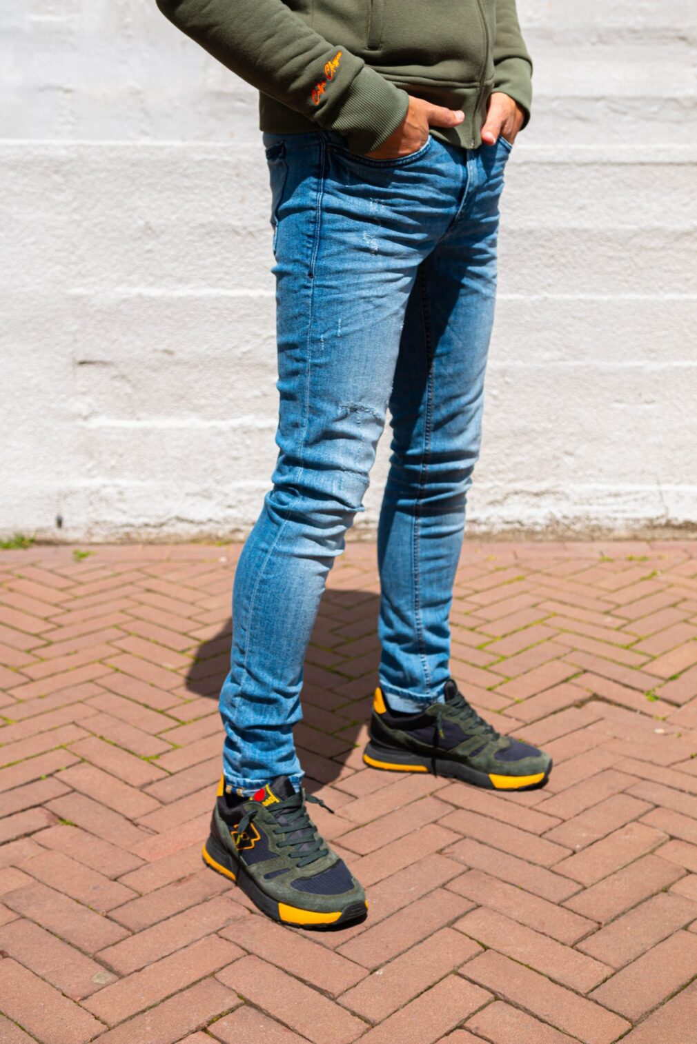 Stretch Jeans Lichtblauw, Slim Fit, Kapotte Stukjes