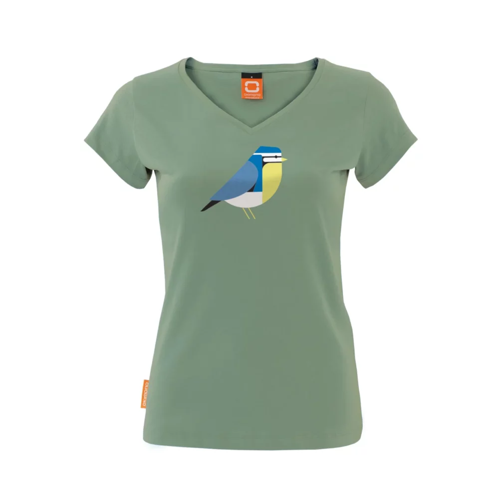 Okimono T-shirt Dames Groen, Pimpelmees