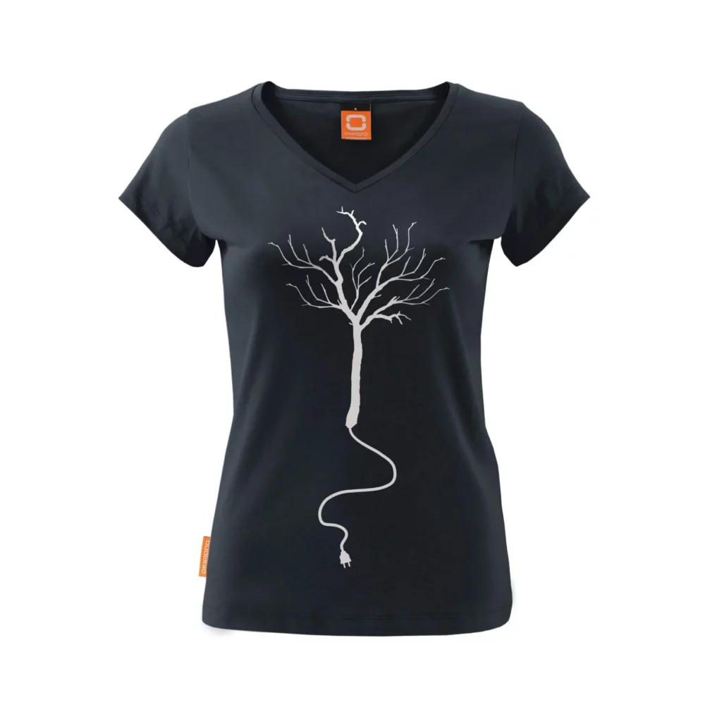 Okimono T-shirt Dames Zwart, Recharge Them Woods