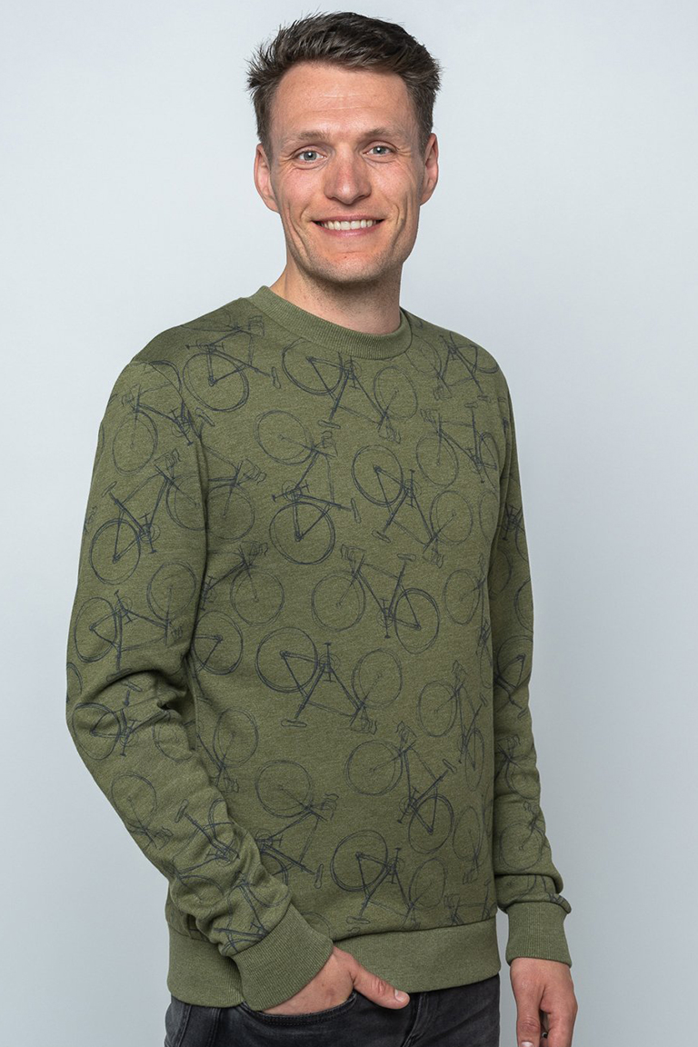 Sweater Le Patron Sweat a Bicyclette Olijfgroen