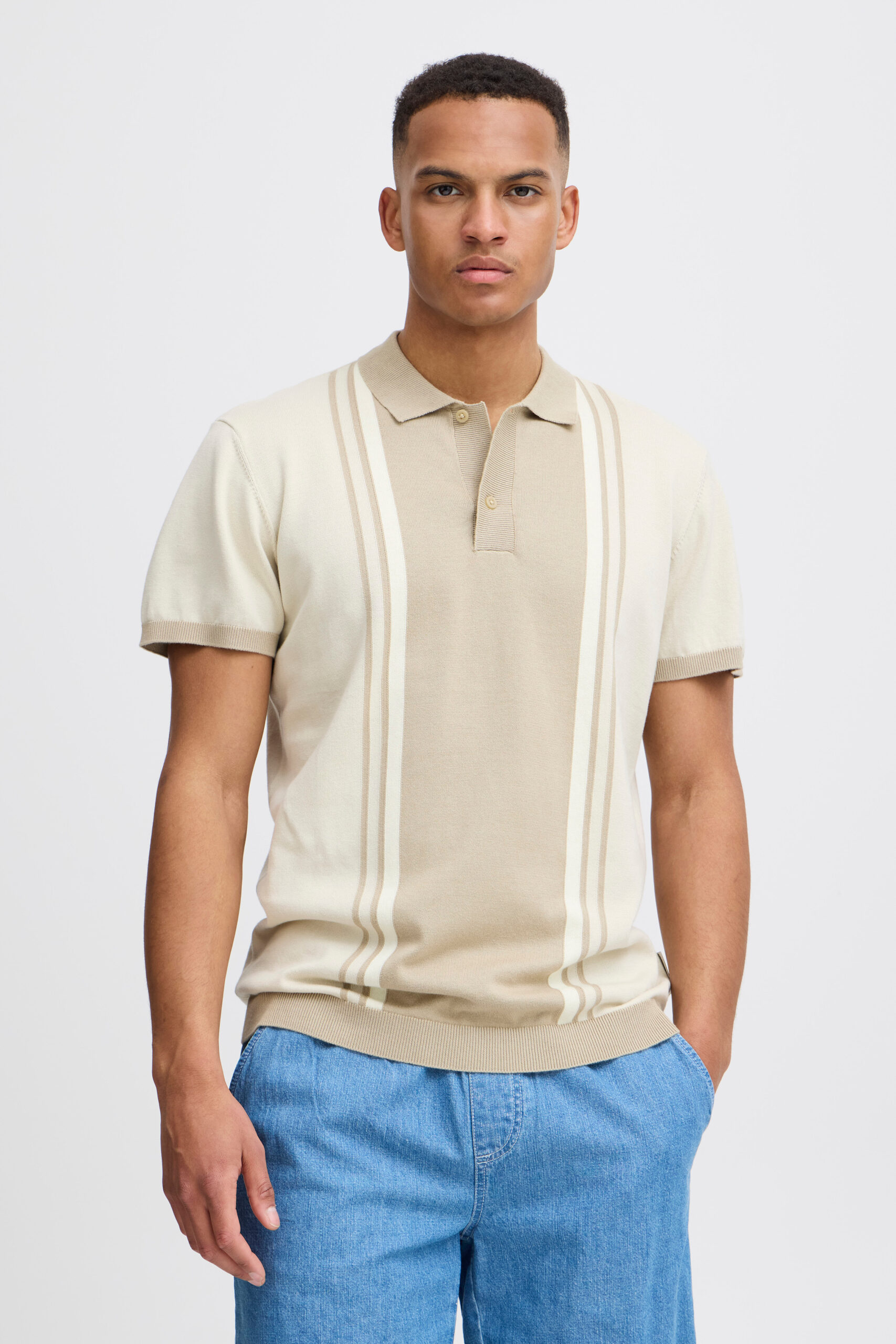 Blend Polo knitwear Streep Sand