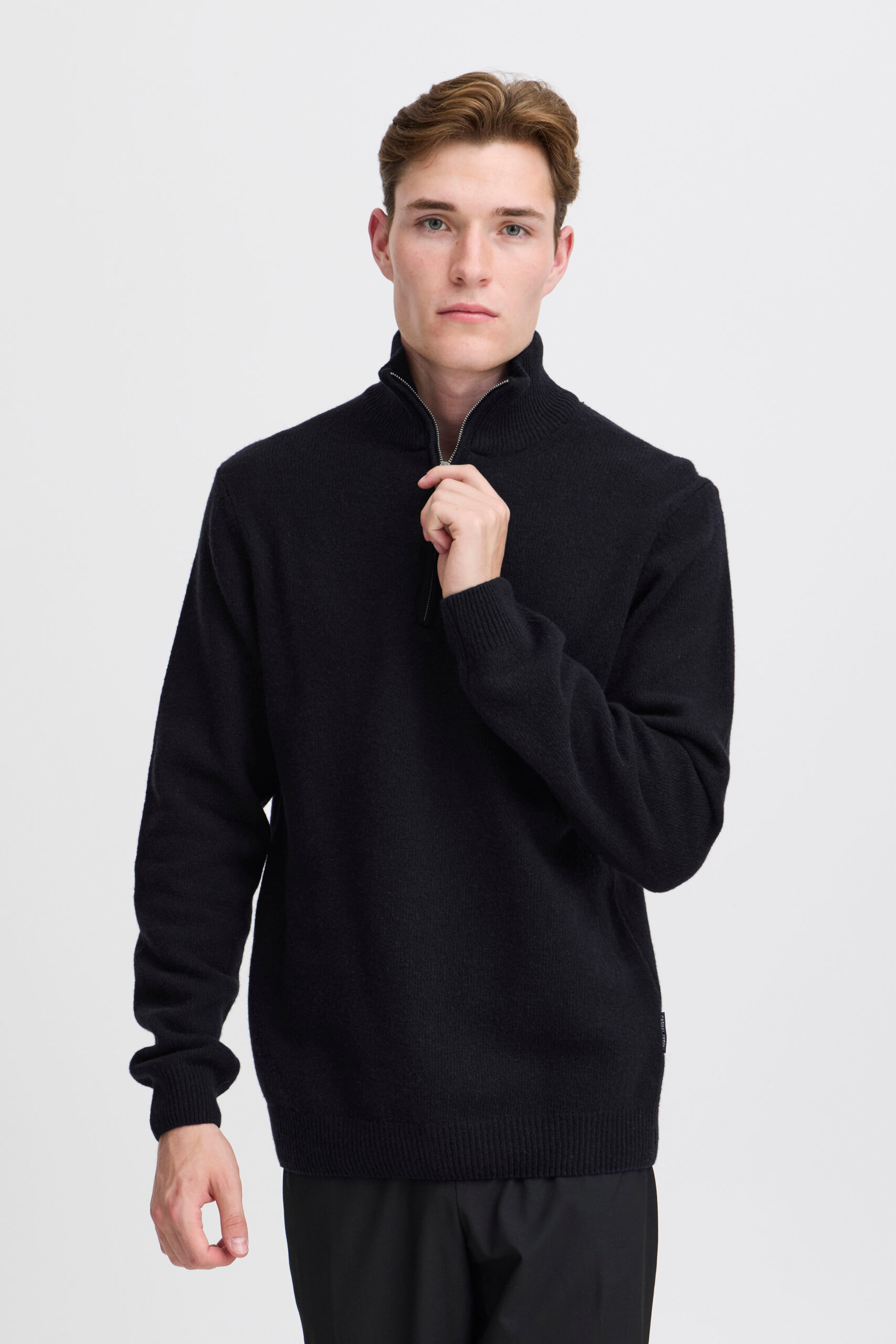 Casual Friday Zipper Sweater Wool Donkerblauw