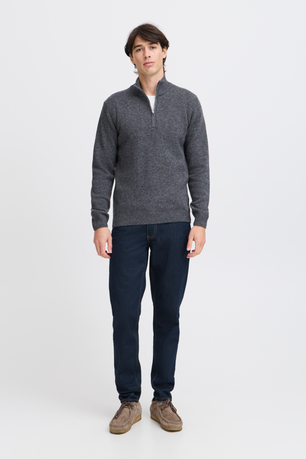 Casual Friday Zipper Sweater Wool Grey Veraf