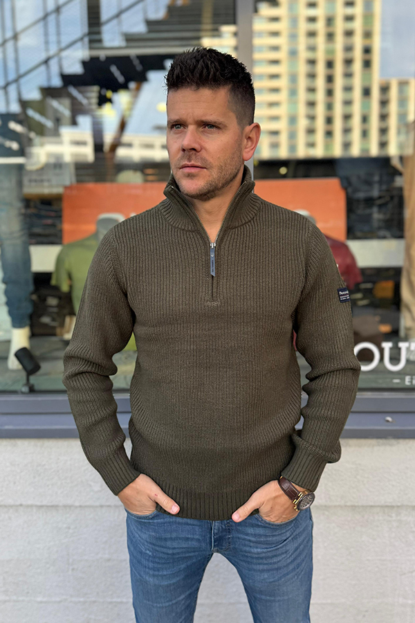Petrol Zipper Sweater Army Green