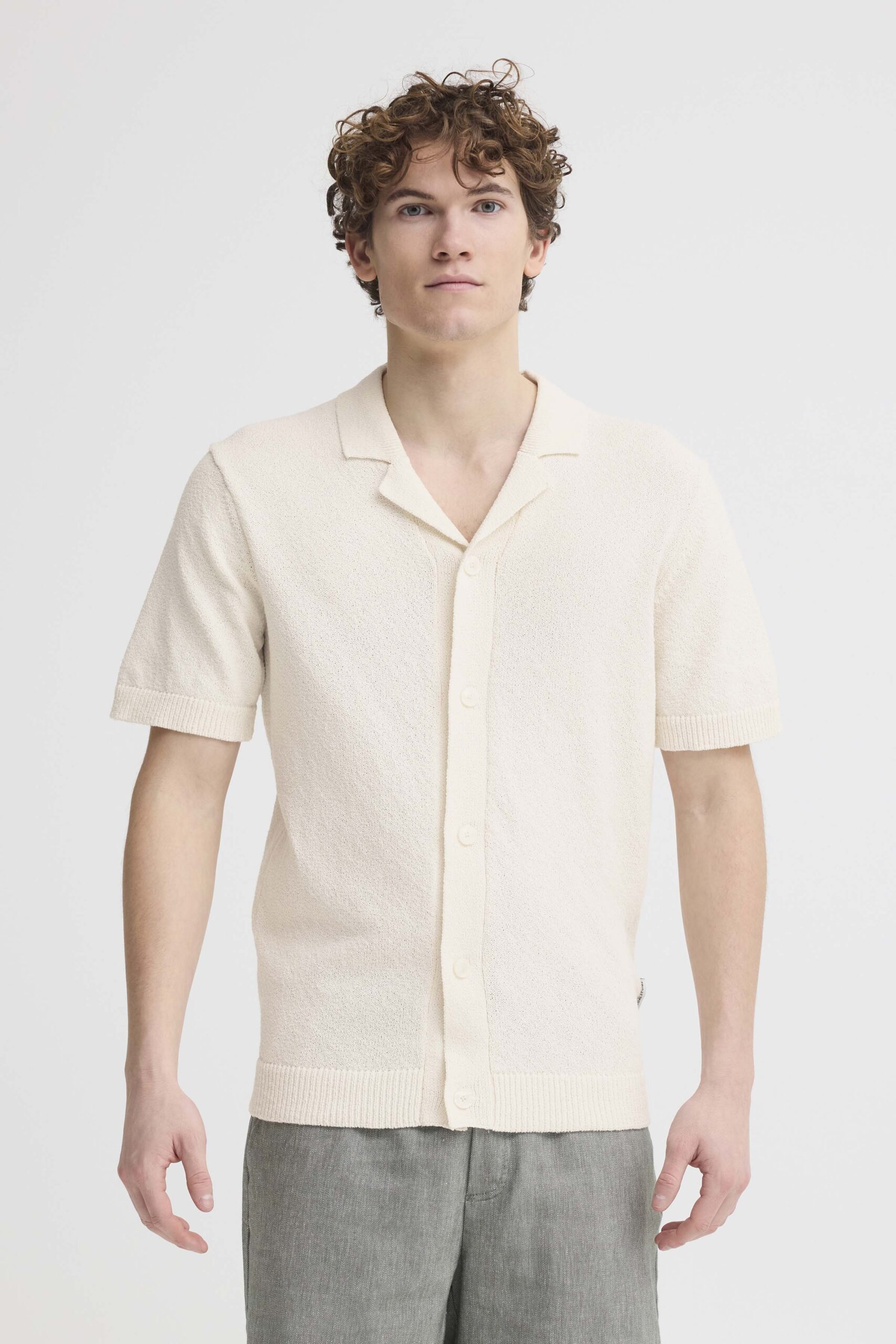 Casual Friday Knit Polo Doorgeknoopt Crème