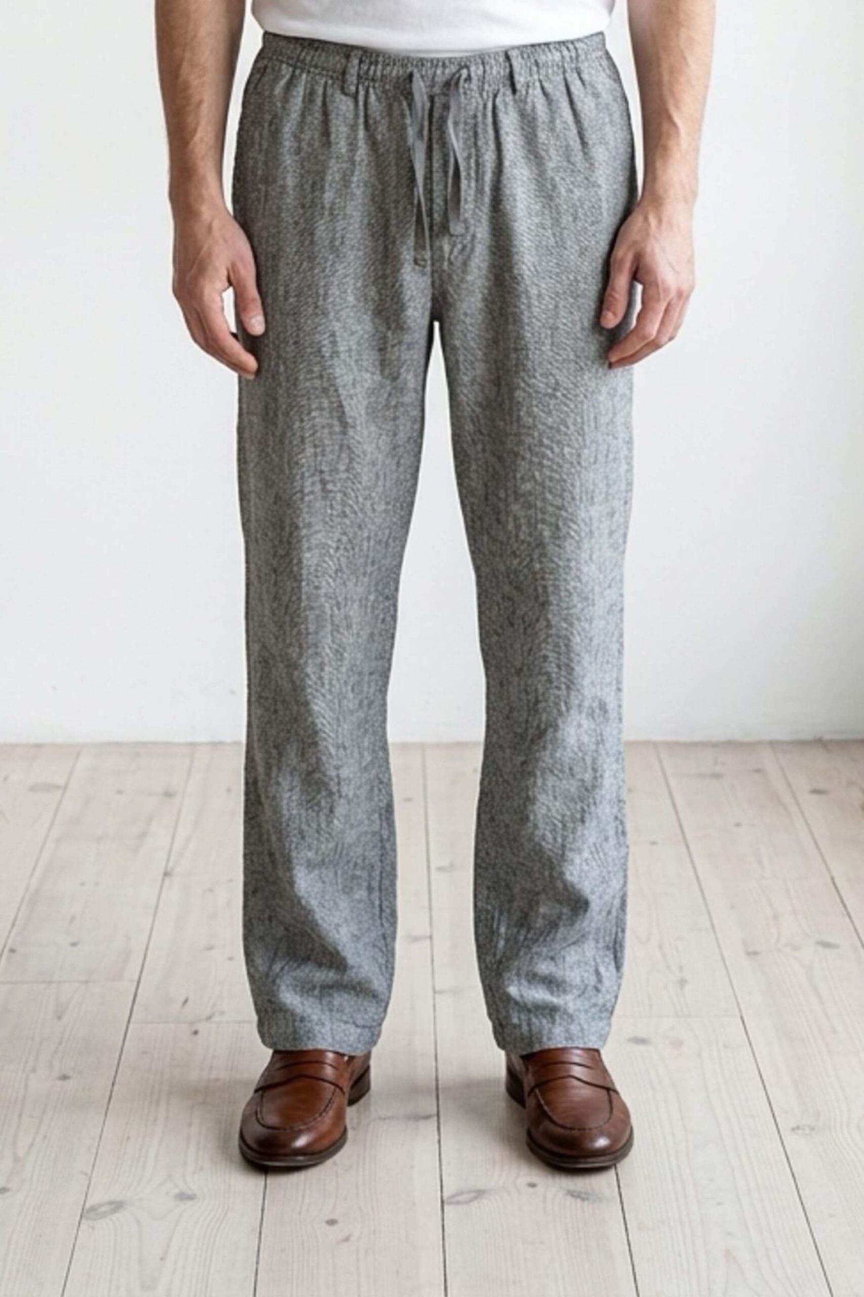 Blend Broek Linnen Katoen Relaxed Fit Groen