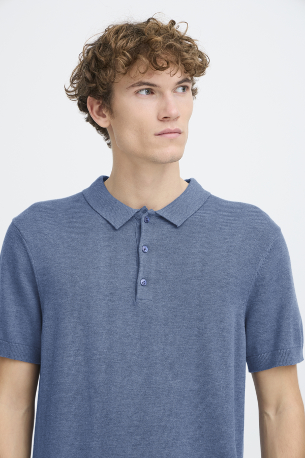 Casual Friday Polo KM Katoen Lyocell Blauw