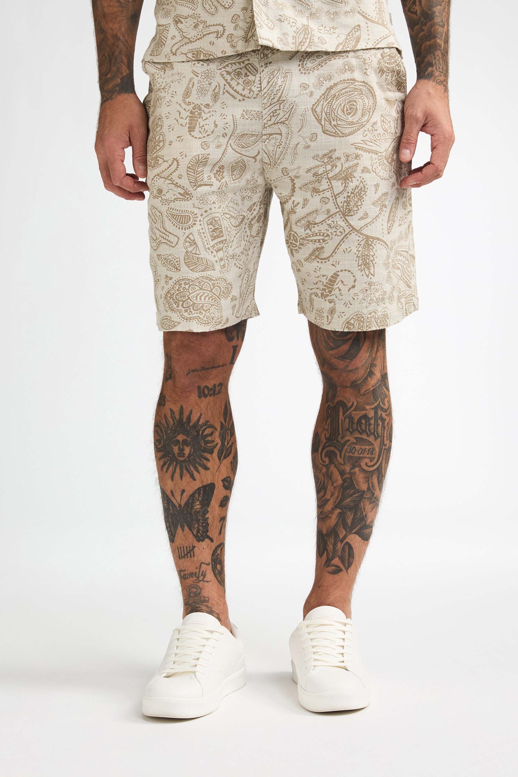Petrol Short Print Light Tan