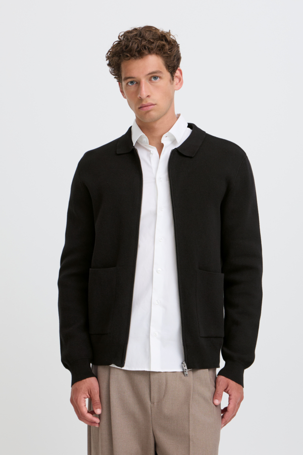 Casual Friday Vest Kraagje Zwart