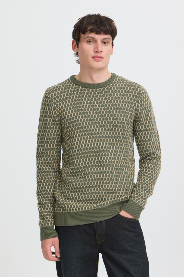 Blend Sweater Boogjes Motief Groen