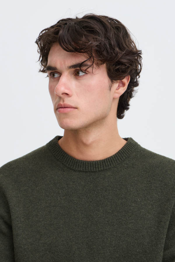 Casual Friday Lamswol Sweater Donkergroen