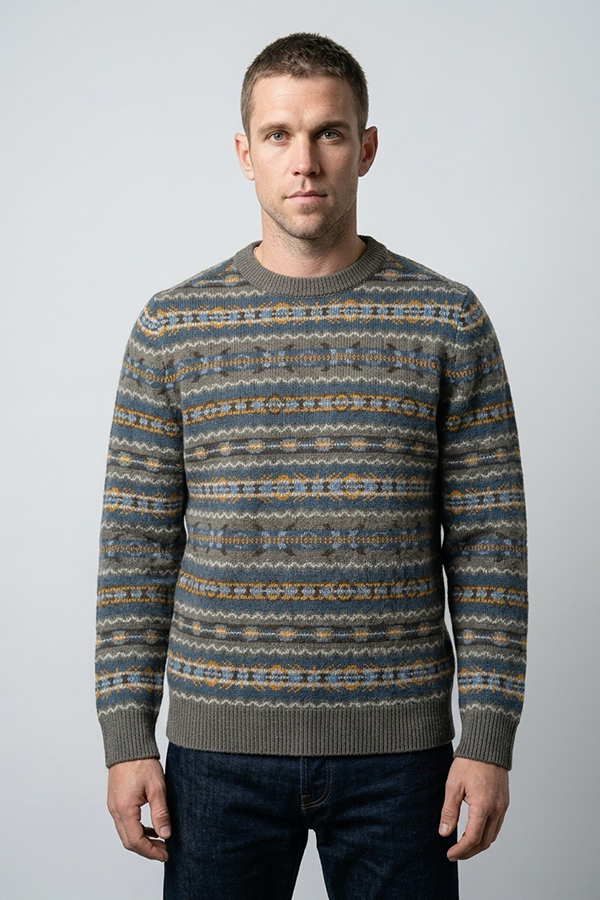 Petrol Sweater Patroon Multicolor
